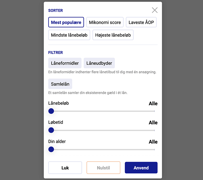 Filters and sorting